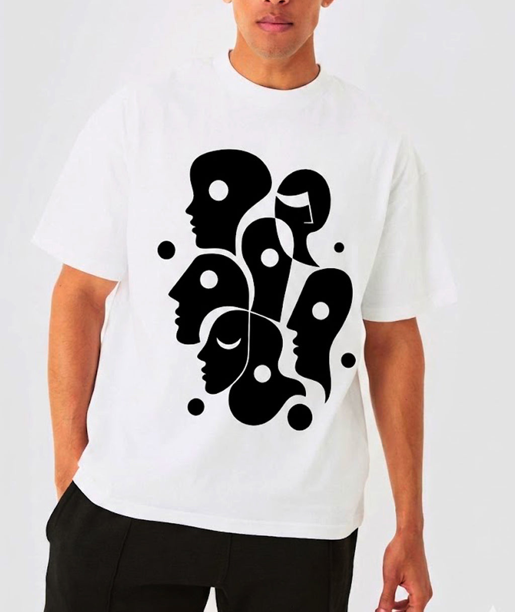 Abstract Human Faces Art Tee