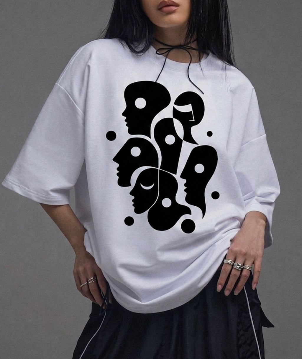 Abstract Human Faces Art Tee