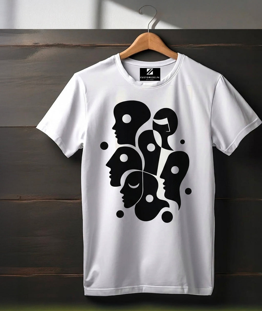 Abstract Human Faces Art Tee