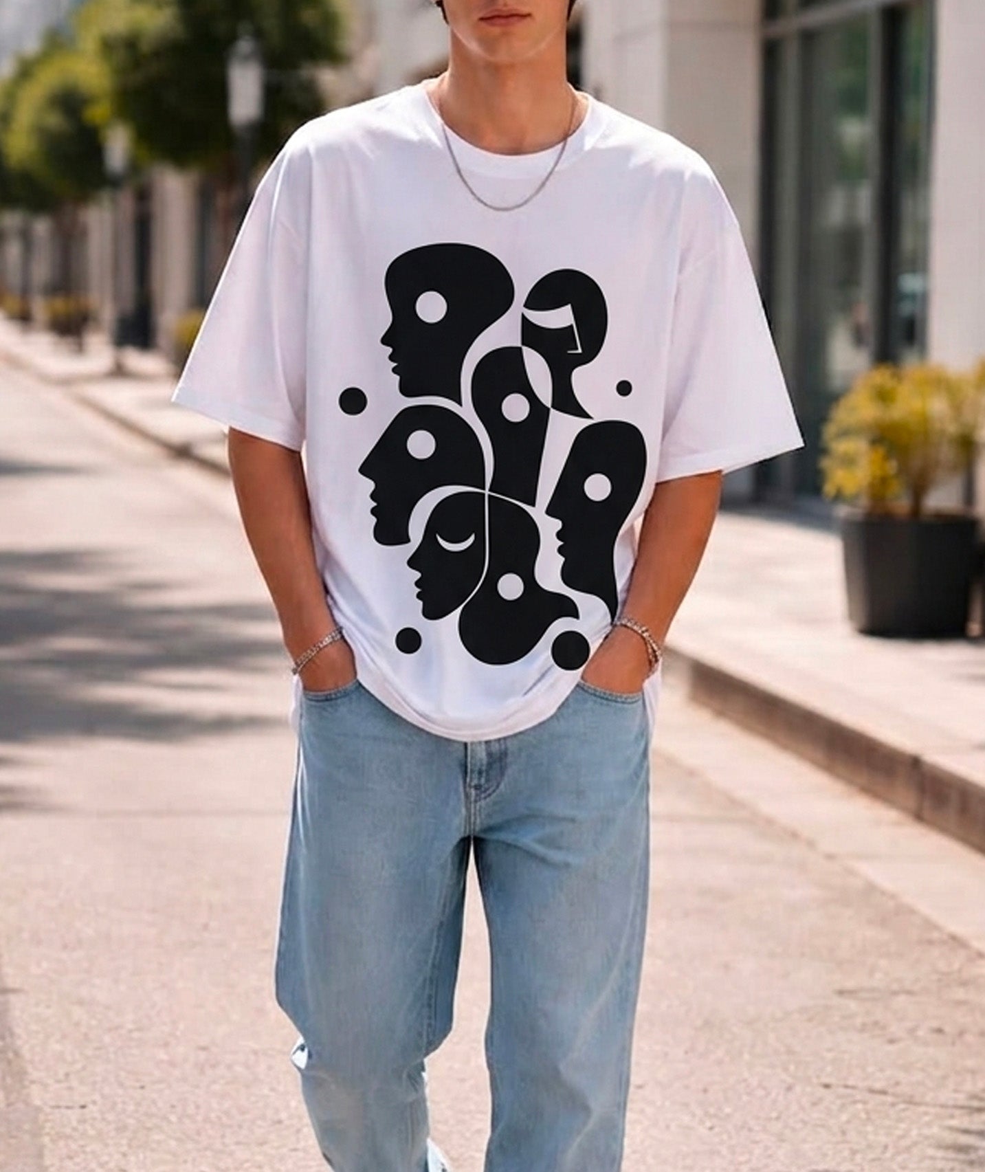Abstract Human Faces Art Tee