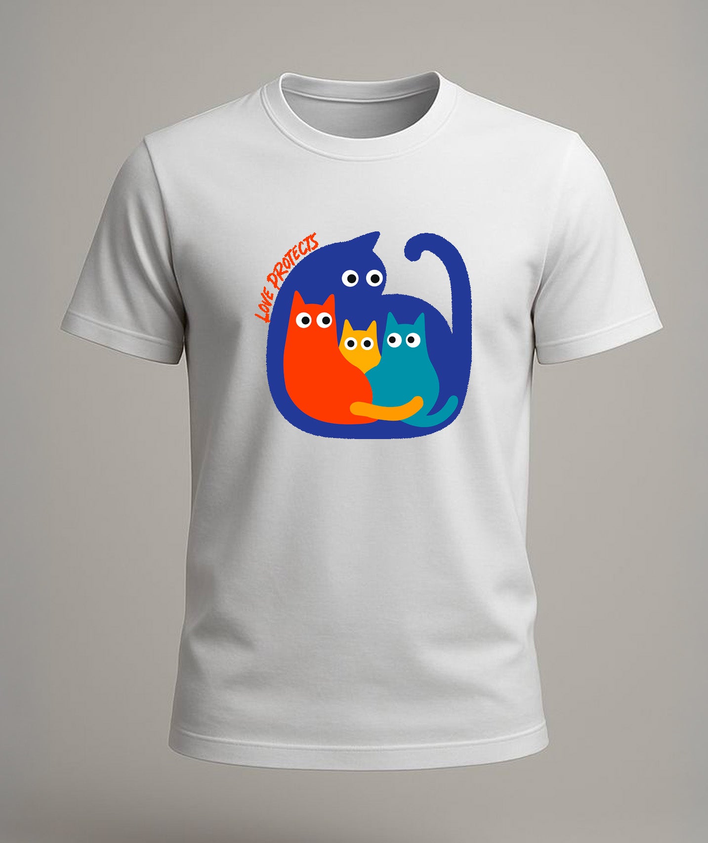 Minimal Cat Family Graphic T-Shirt