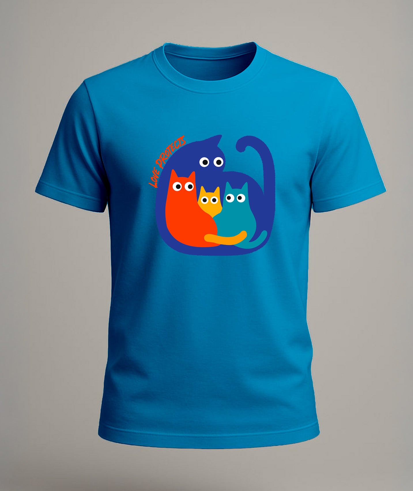 Minimal Cat Family Graphic T-Shirt