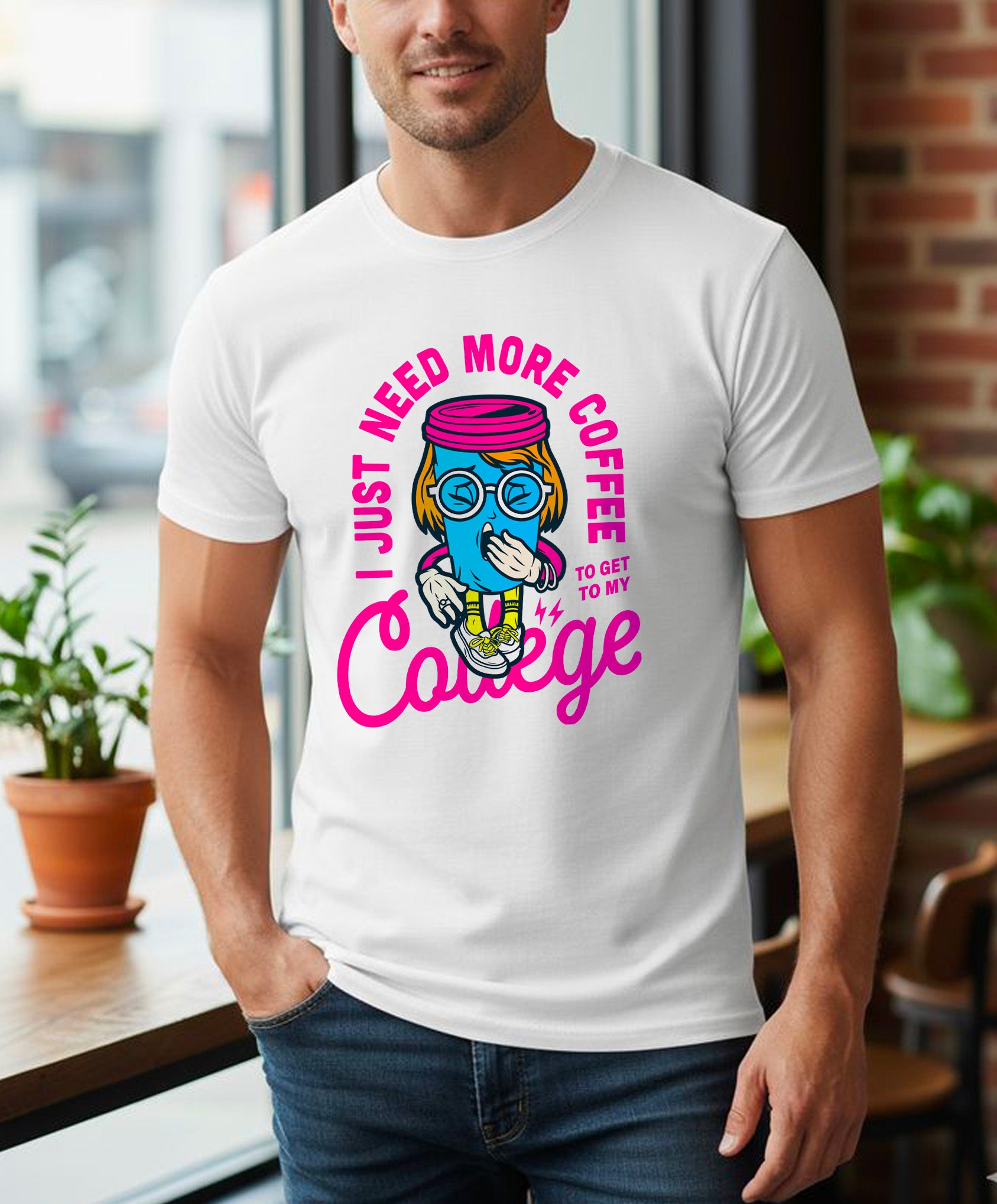 Funny Yawning Coffee Cup T-Shirt
