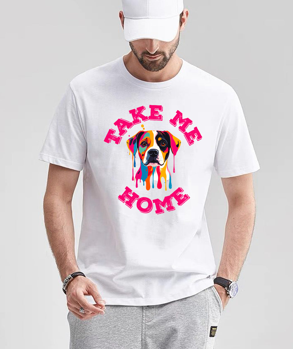 Colorful Dog T-shirt: Drip Art Pitbull/Beagle Mix
