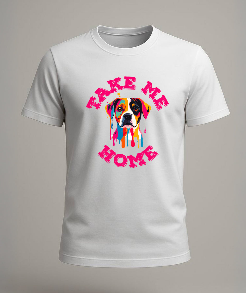 Colorful Dog T-shirt: Drip Art Pitbull/Beagle Mix