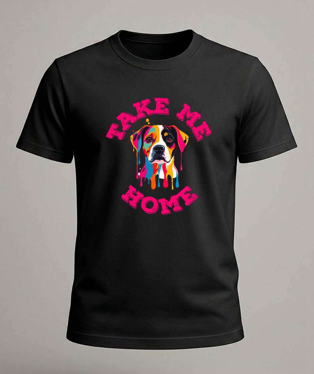 Colorful Dog T-shirt: Drip Art Pitbull/Beagle Mix