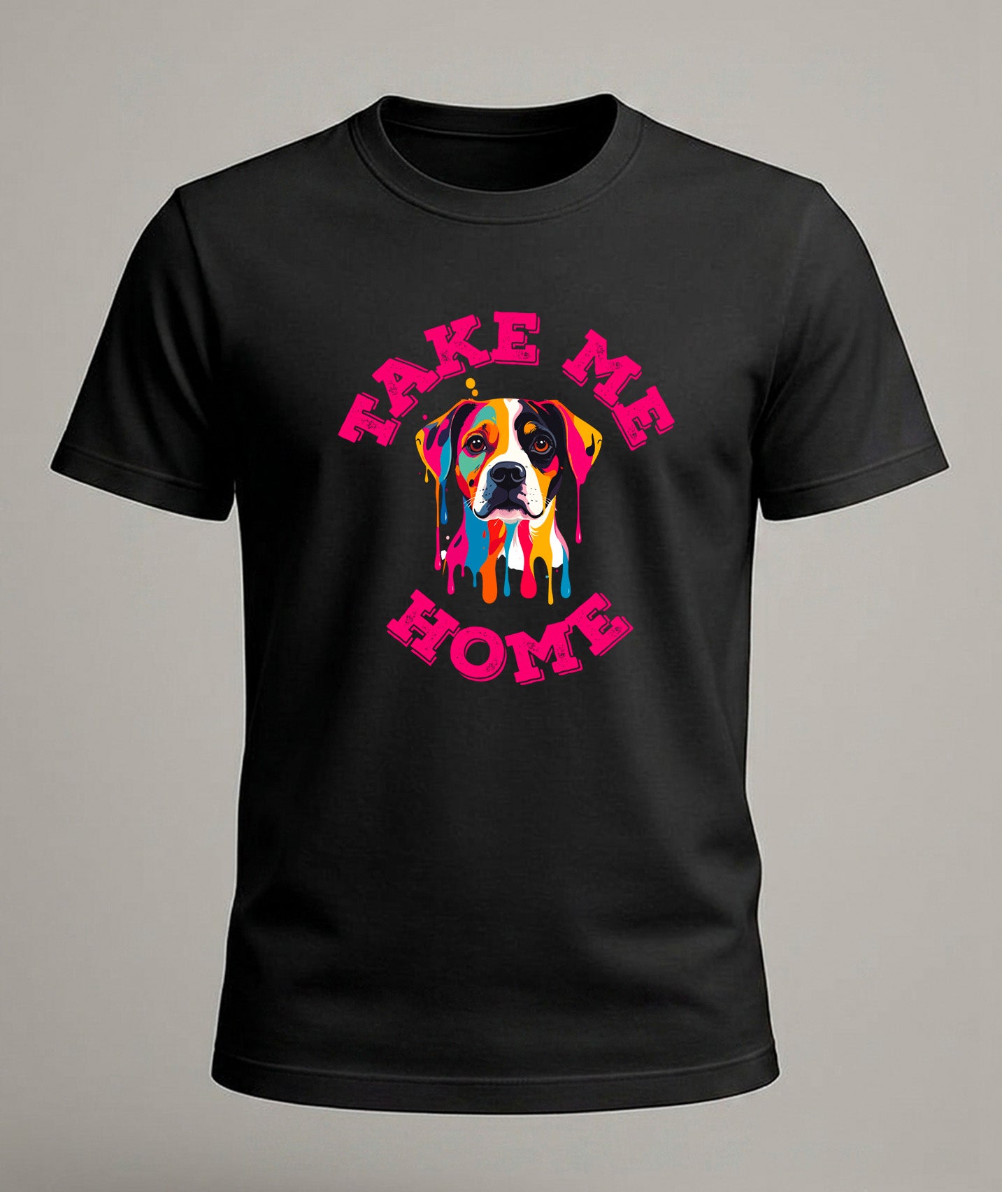 Colorful Dog T-shirt: Drip Art Pitbull/Beagle Mix